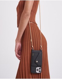 LOUVE COLLECTION - Leather Phone Case Wallet & Strap + Gaia Gold-Plated Crossbody Chain
