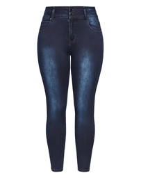 City Chic - Plus size Harley Fit Skinny Petite Jean - dark wash