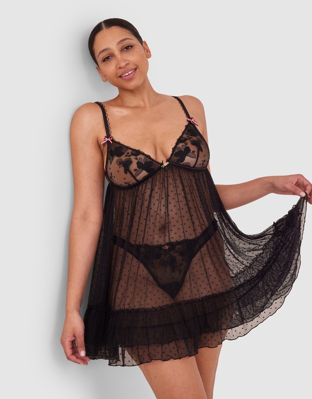 Bras N Things - Enchanted Desdemona Babydoll - Black