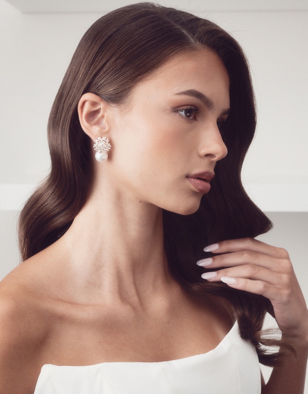The White Collection - Ivy - Statement Rose Gold Pearl Bridal Earrings