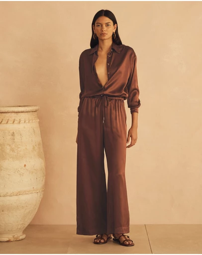 AUR OCEA - Gathered Wide Leg Pants
