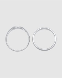 Kuzzoi - ICONIC EXCLUSIVE - Ring Signet Set Men Modern in 925 Sterling Silver