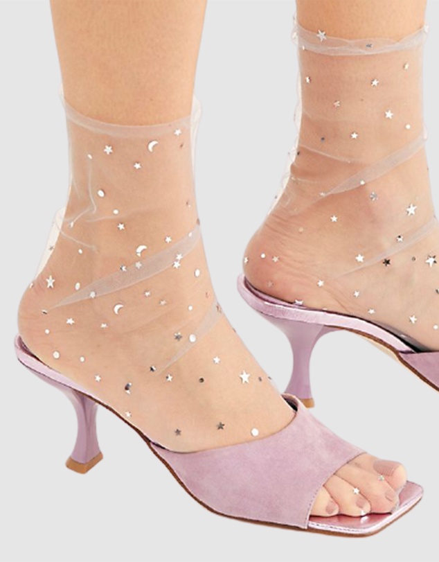 High Heel Jungle - Starry Sky Tulle Sock - Silver