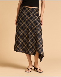 MVN - Wrap Plaid Skirt