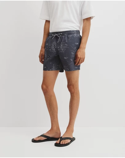 Country Road - Coastline Print Swim Straight Short
