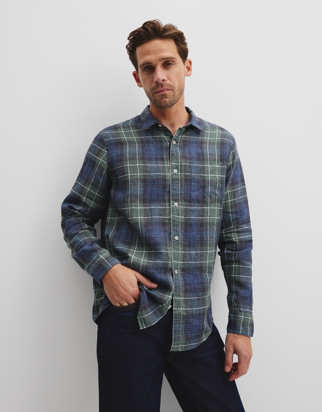 Country Road - Regular Fit Linen Checked Shirt