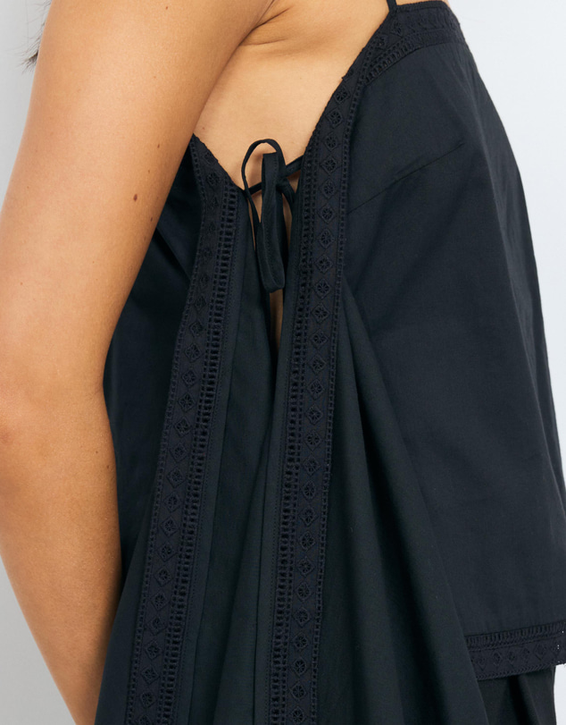 AERE - Piper Cotton Trim Detail Scarf Top