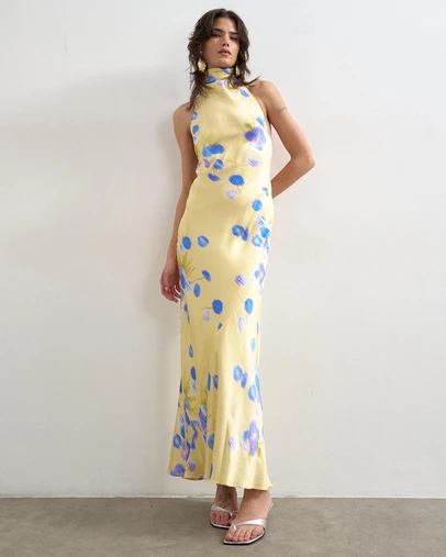 TOPSHOP - Vina Halter Neck Midi Dress