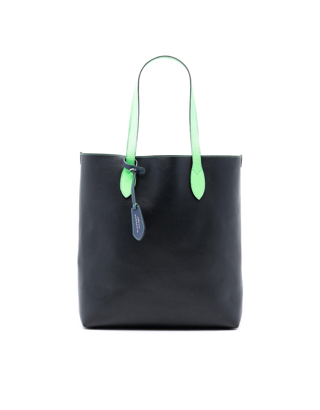 Pre-Loved by Azura Reborn - Pre-Loved Grained Leather and Haymarket Check Coated Canvas Reversible North South Tote