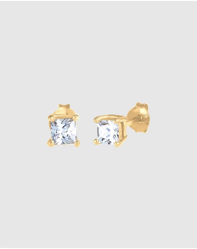 Kuzzoi - ICONIC EXCLUSIVE - Zirconia Stud Earrings in Gold-Plated 925 Sterling Silver