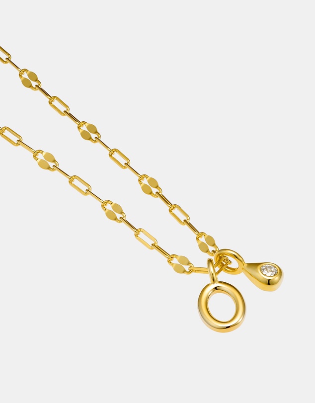 Zoe Olivia - 14K Gold Vermeil Imprint Initial O Cubic Zirconia Necklace