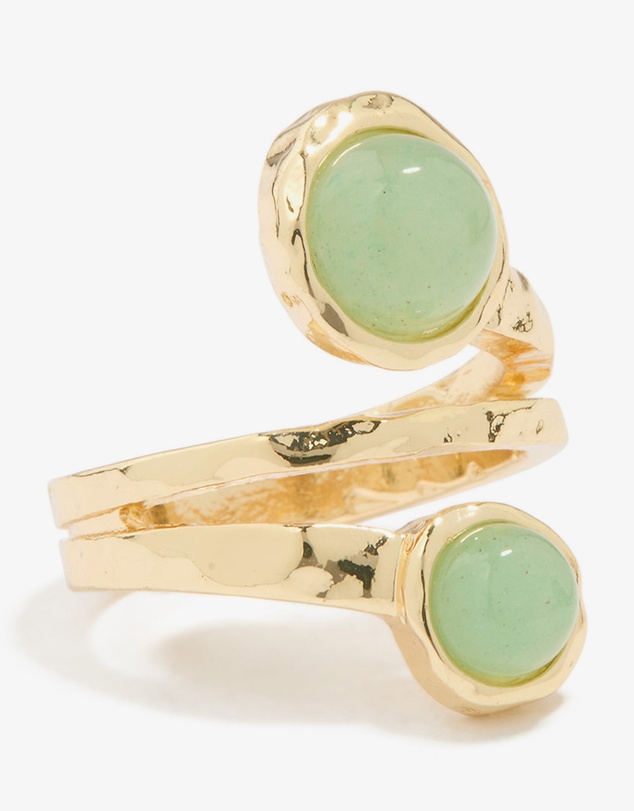 Lovisa - Gold Plated Green Semi Precious Stone Double Circle Ring