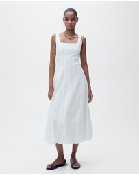 M.N.G - Pleats Embroidered Dress With Puffed Hem