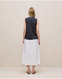 Trenery - Linen Cotton Crew Tank in Night Sky