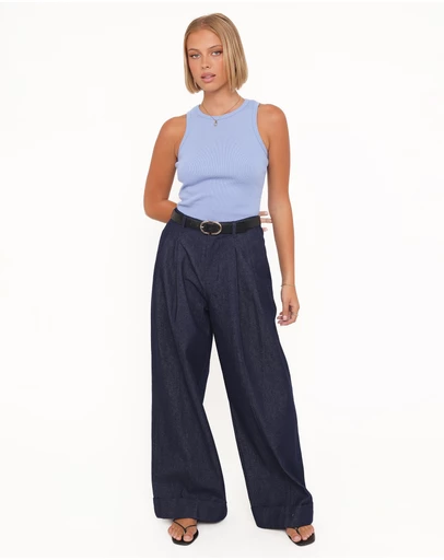 Petal & Pup - Elinor Cuffed Denim Pant - Dark Wash