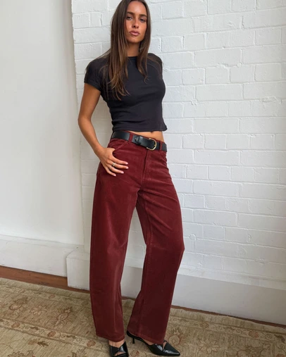 Rolla's - Gigi Barrel Corduroy Pants - Burnt Sienna