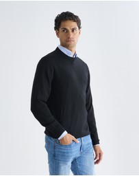 3 Wise Men - 3 Wise Men Driver Crew Neck Merino Knit - Black