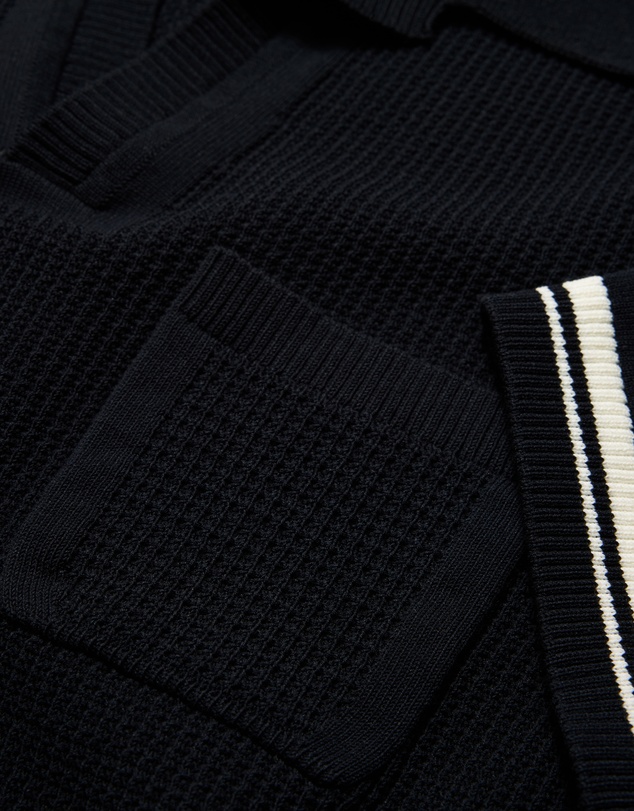 Calibre - Striped Trim Textured Knit Polo Navy