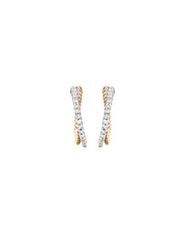 Michael Hill - Crossover Hoop Earrings with .20 Carat TW Diamonds in Sterling Silver and 10kt Yellow gold