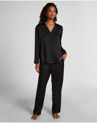 Hunkemoller - LS Satin Pinstripe PJ Set