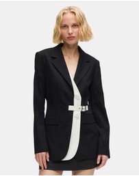 Karl Lagerfeld - Belted Contrast Lapel Blazer