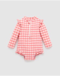 Purebaby - Printed Frilly Long Sleeve Swimsuit- Kids-Babies