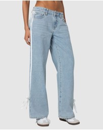 EDIKTED - Washed Low Rise Ribbon Jeans
