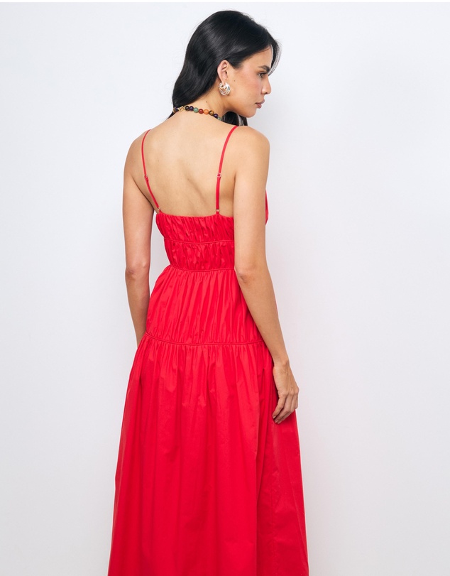 AERE - Lena Gathered Cotton Midi Dress