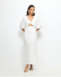 AERE - Idalia Twist Front Linen Midi Dress