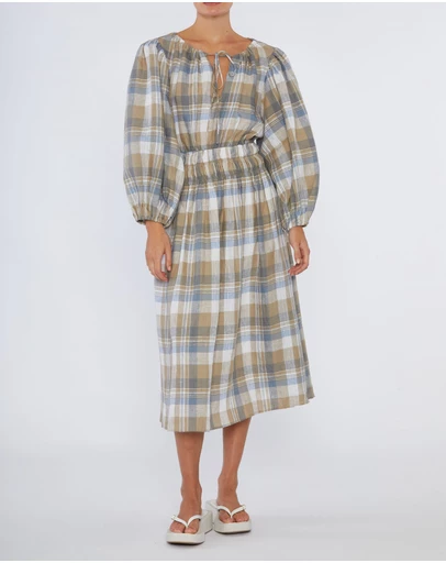 Amelius - Allegra Linen Plaid Dress