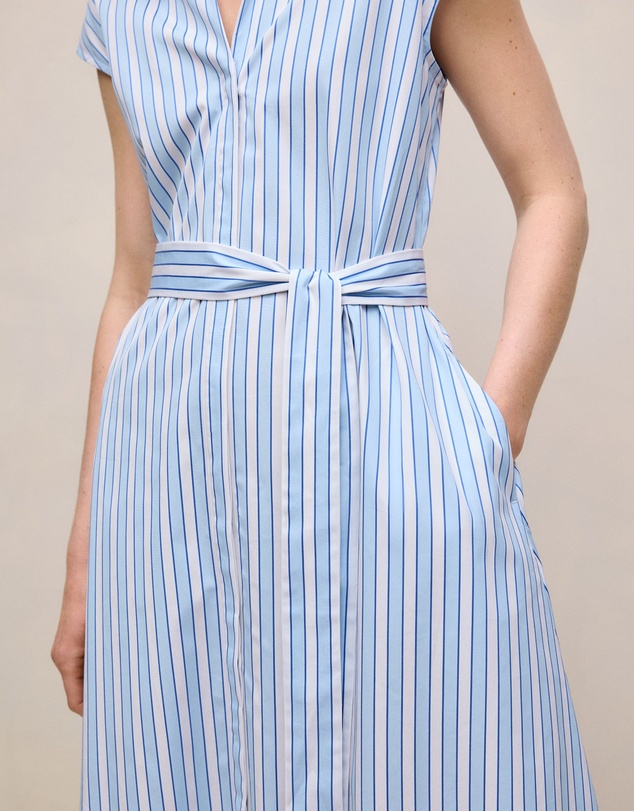Trenery - Sateen Regency Stripe Shirt Dress in Pastel Blue