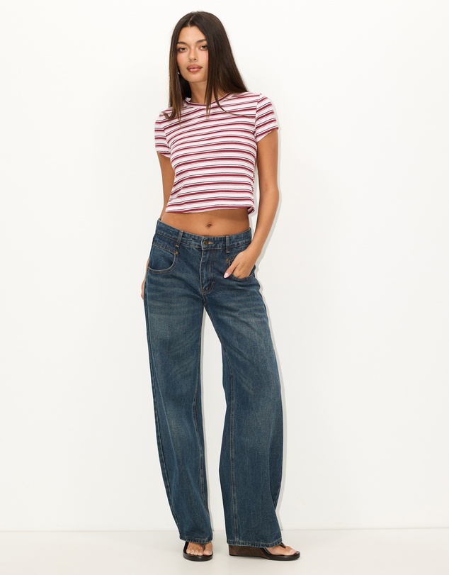 Dazie - Sophia V-Neck Stripe Tee