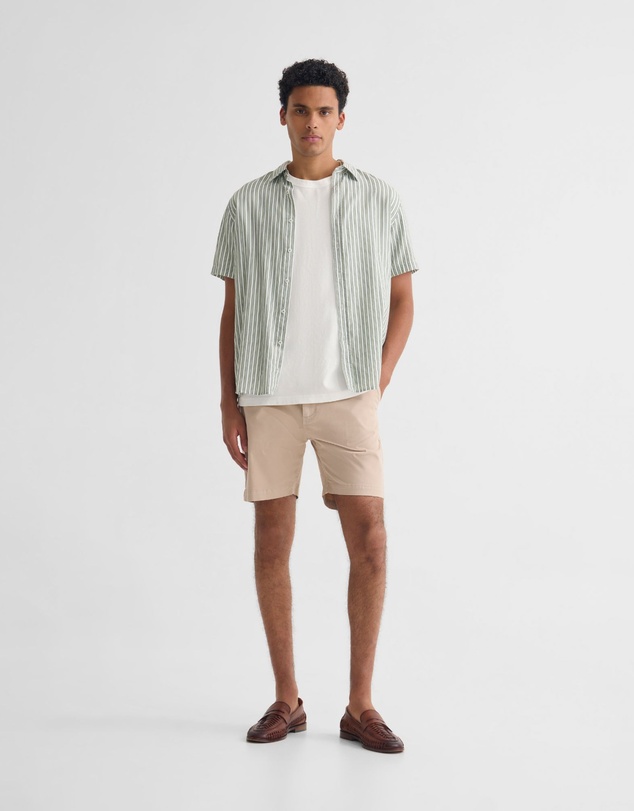Oxford - Leyton Short Sleeve Stripe Linen Shirt