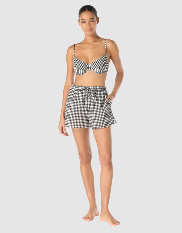Michael Kors - Boho Gingham Drawstring Beach Shorts With Pockets