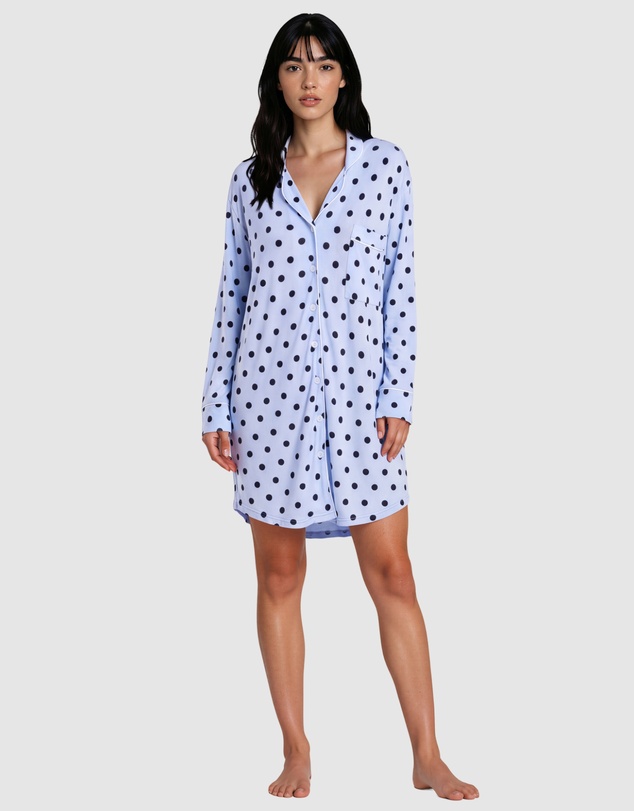 Sant And Abel - Women's Spotty Blue Bamboo Night Shirt