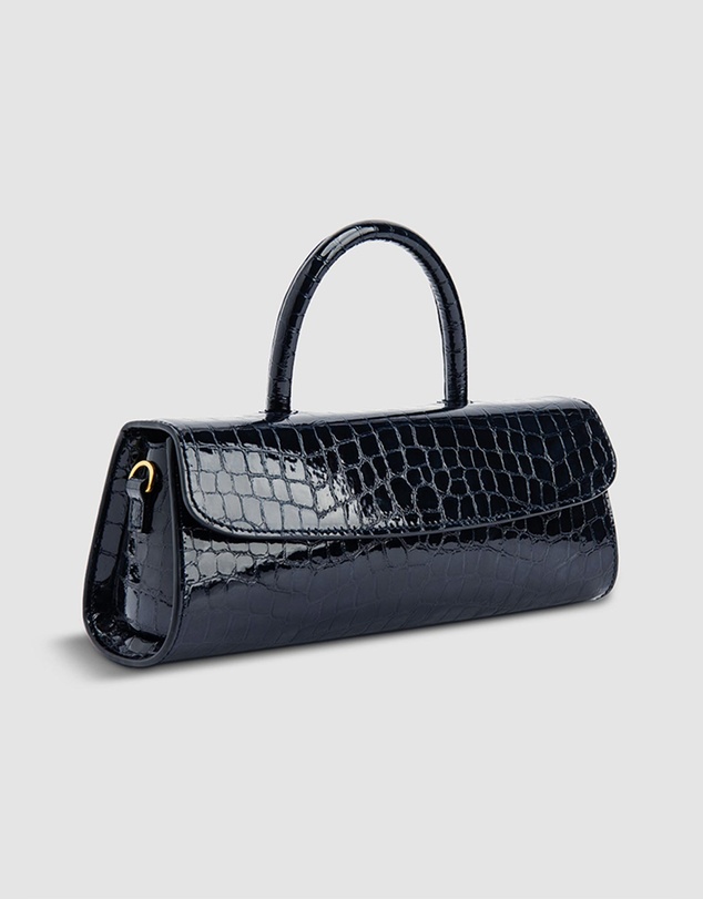 By Far - Mini Longa Croco Embossed Leather Bag