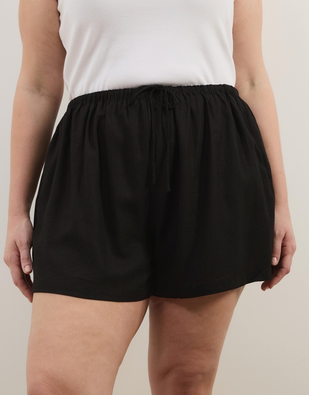 Atmos&Here Curvy - Tenley Drawstring Linen Blend Shorts