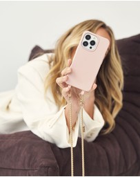 LOUVE COLLECTION - Dusty Pink Phone Case + Gaia Gold-Plated Crossbody Chain