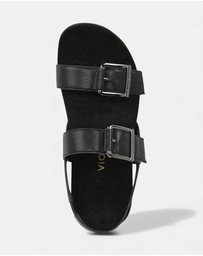 Vionic - Reese Back Strap Sandal - Black Tumbled Leather