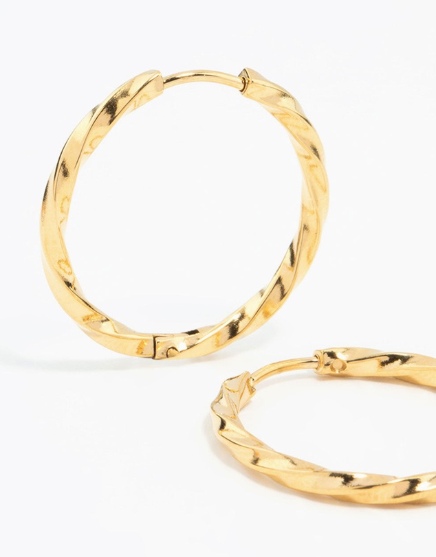 Lovisa - Waterproof Gold Plated Stainless Steel Twisted Hoop Earrings