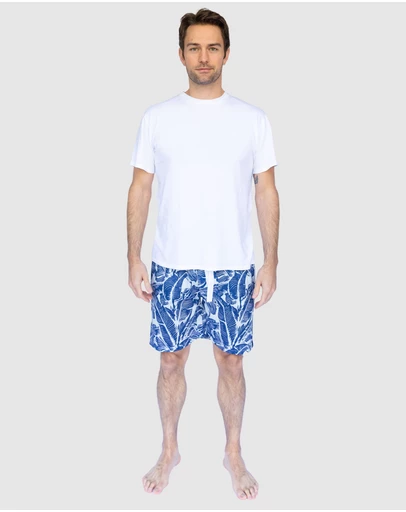 Sant And Abel - Men's Martinique® Blue Banana Leaf Sleep Shorts