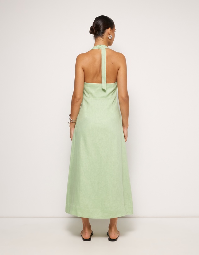AERE - Waverly Halter Linen Midi Dress