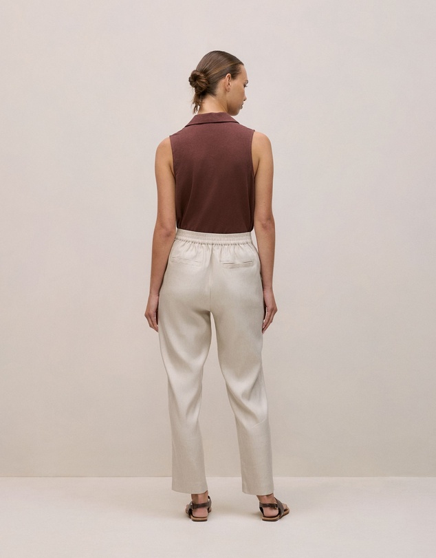 Trenery - Stretch Linen Blend Pull On Pant in Flax