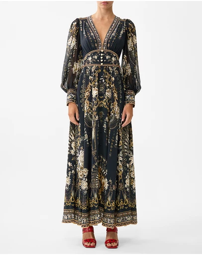 Camilla - Shaped Waistband Dress With Gathered Sleeves