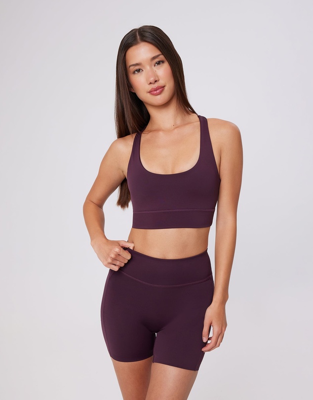 Upstate - Contour+ Mesh Back Crop - Merlot