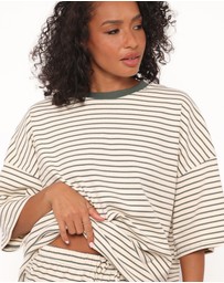 Petal & Pup - Hellen Stripe Short Set - Cream/Green Stripe