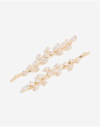 Lovisa - Gold Plated Cubic Zirconia Vine & Leaf Hair Clips 2-Pack