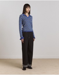 Damson Madder - Silvia Cotton Merino Blend Polo Jumper