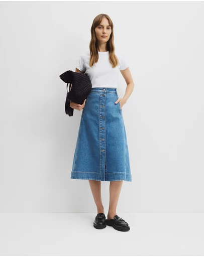 Country Road - A-line Denim Midi Skirt