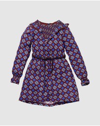 Quapi - Kala Long Sleeve Retro AOP Dress - Kids-Teens